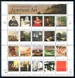 Four Centuries of American Art Mint Sheet of 20 Stamps United States, 1998